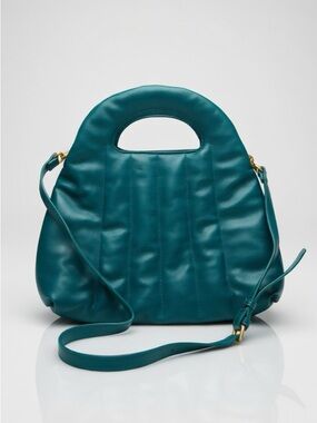 Fawn Design Dark Teal Quilted Handbag with Crossbody Strap